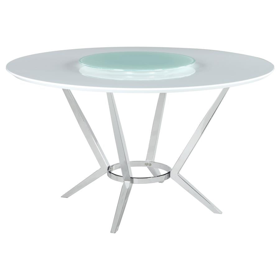 Abby White Dining Table With Lazy Susan