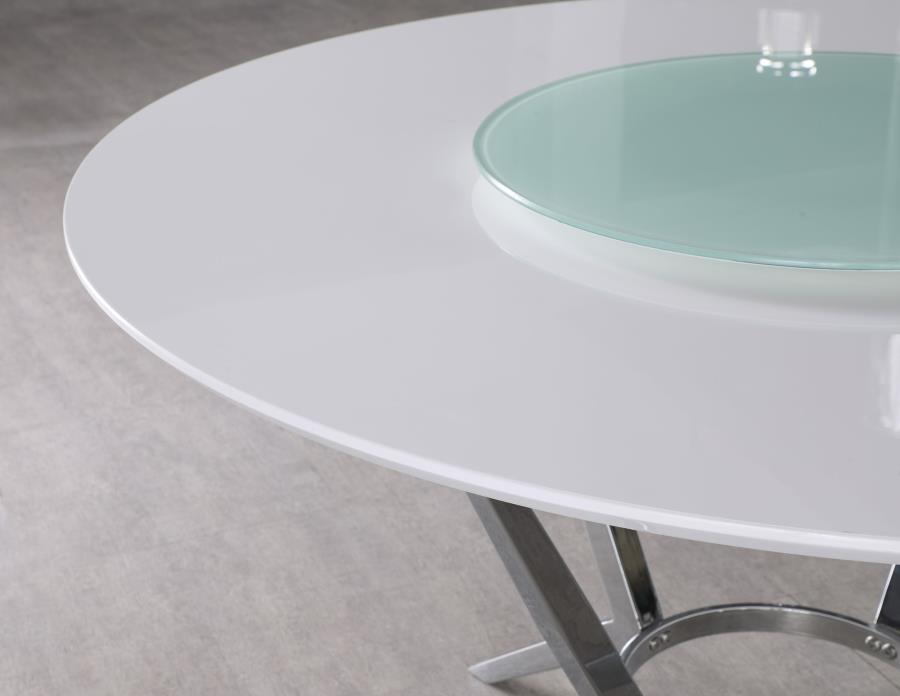 Abby White Dining Table With Lazy Susan