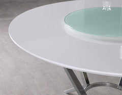 Abby White Dining Table With Lazy Susan