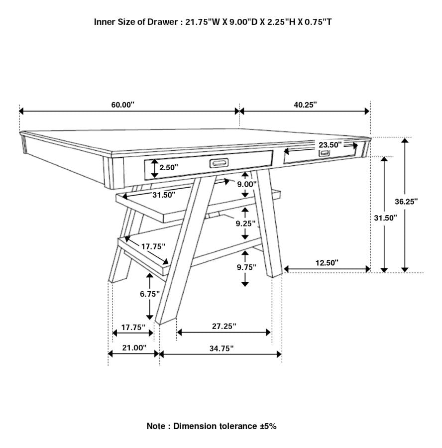 Dewey Brown Counter Height Dining Table