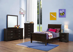 Louis Philippe Brown Twin Bed 4 Pc Set