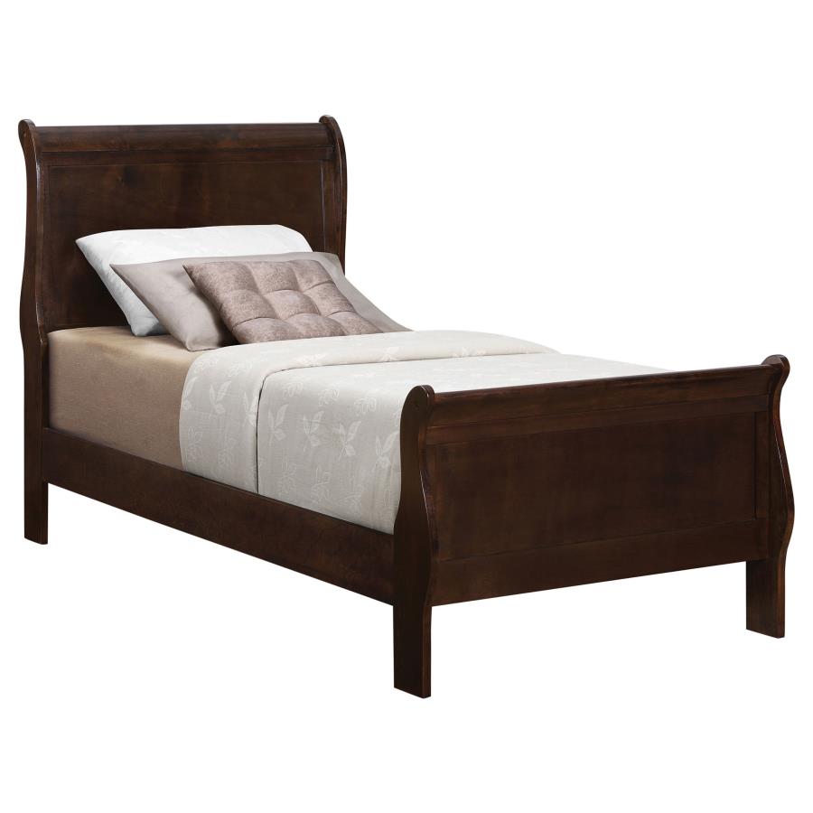 Louis Philippe Brown Twin Bed 4 Pc Set