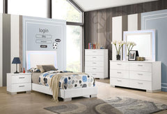 Felicity White Twin Bed 5 Pc Set