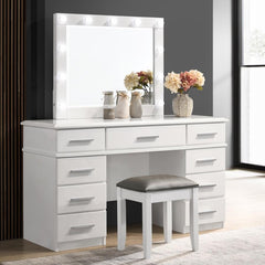 Felicity White Vanity Stool