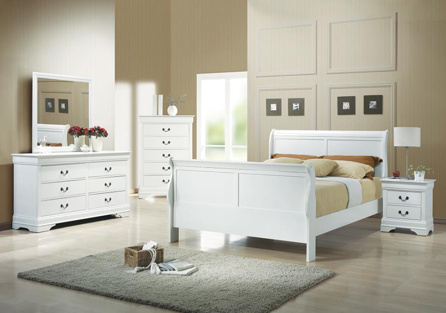 Louis Philippe White Full Bed 5 Pc Set