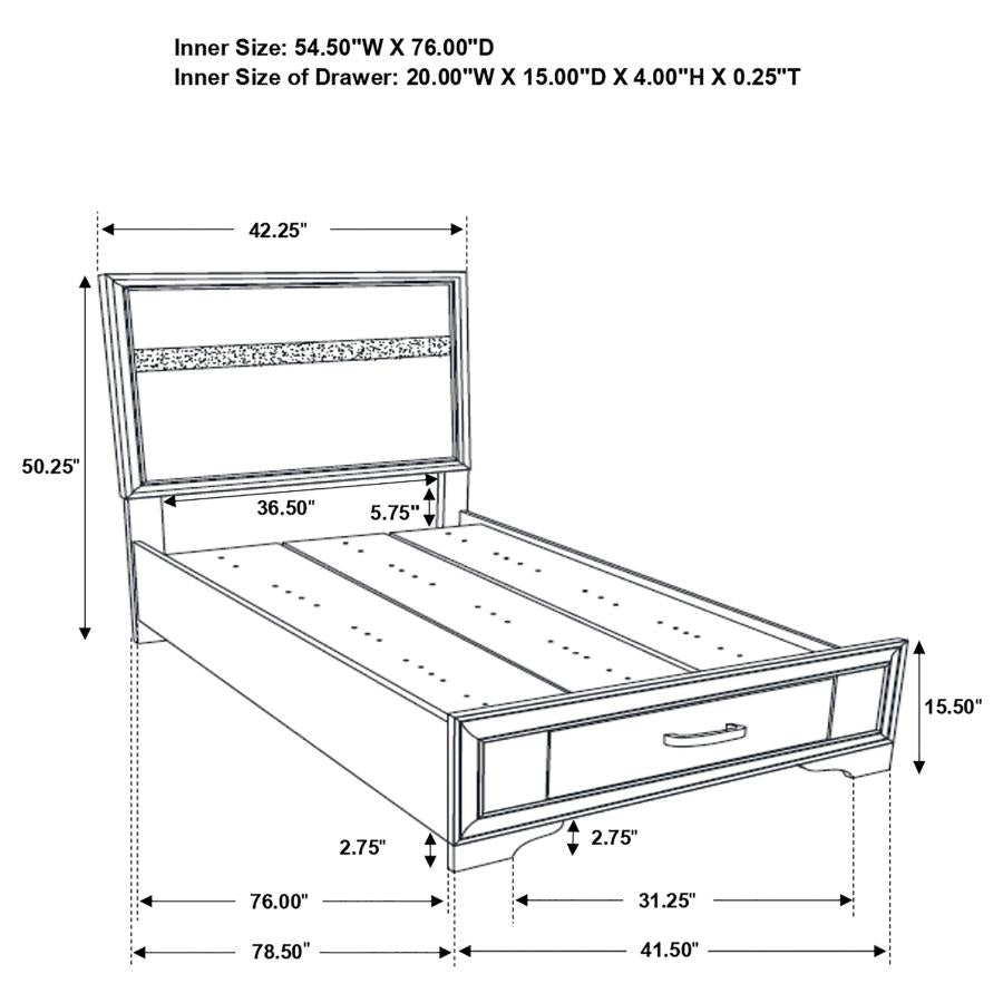 Miranda White Twin Bed 4 Pc Set