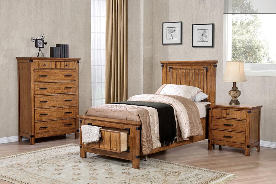 Brenner Brown Twin Bed 4 Pc Set