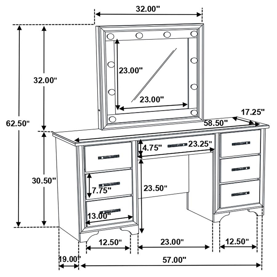 Beaumont Gold Vanity Table & Mirror