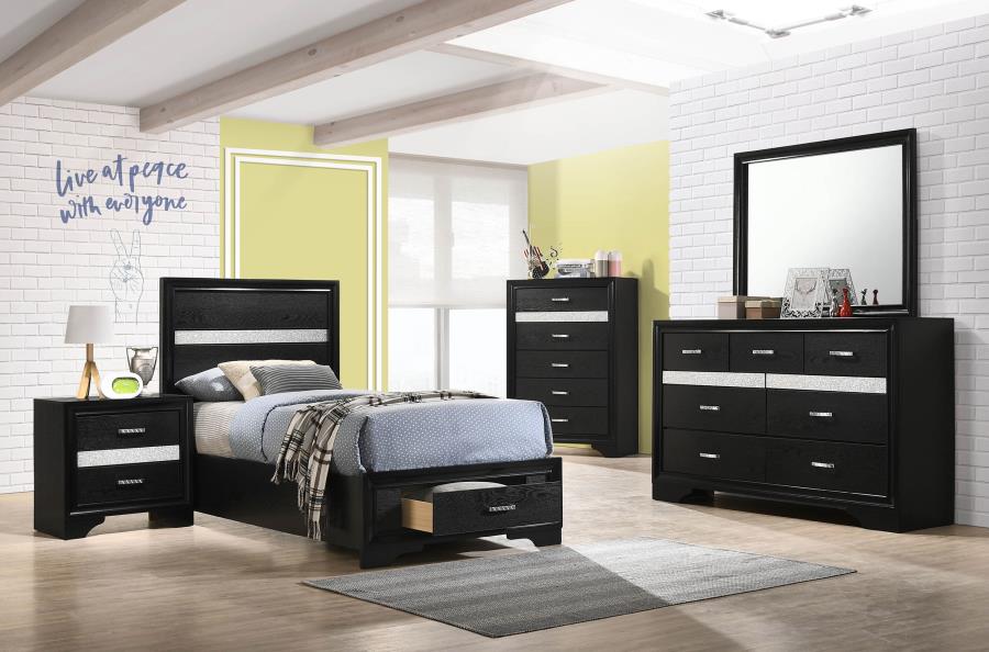 Miranda Black Twin Bed 5 Pc Set