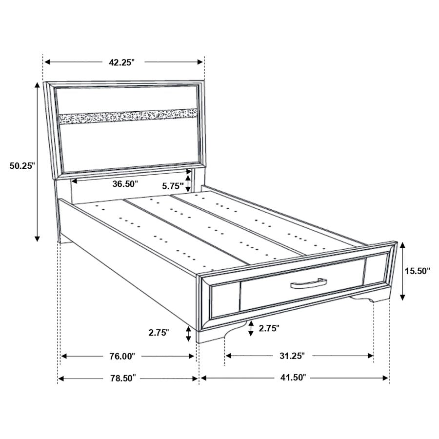 Miranda Black Twin Bed 5 Pc Set