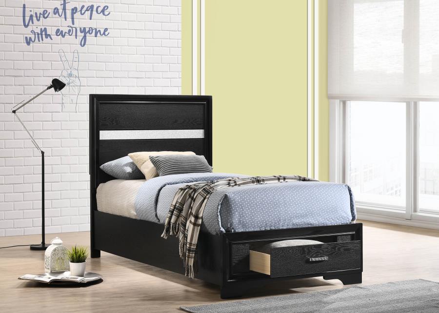 Miranda Black Twin Storage Bed