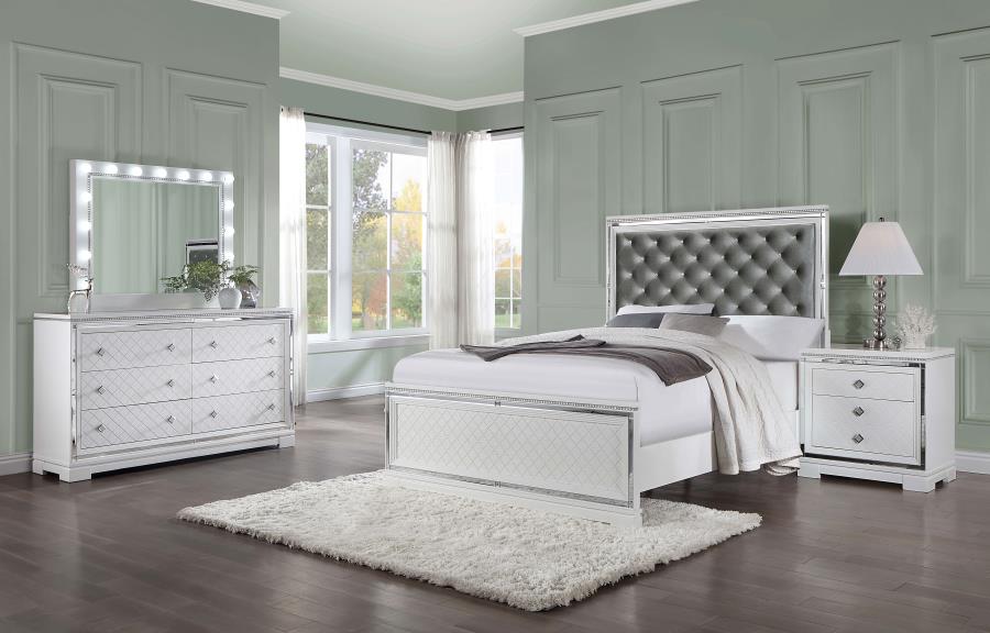 Eleanor White Eastern King Bed 4 Pc Set