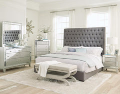 Camille Silver Eastern King Bed 4 Pc Set