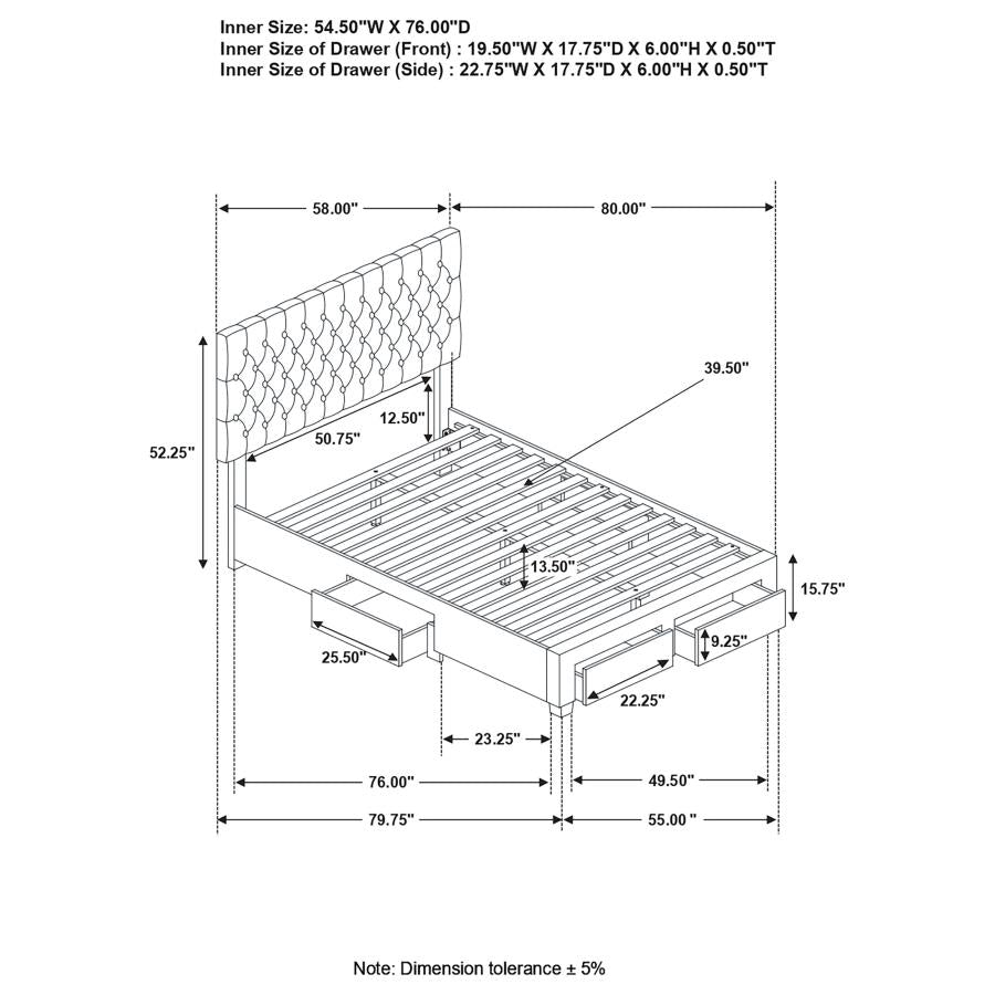 Soledad Grey Full Storage Bed