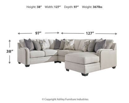 Dellara 4-Piece Sectional with Ottoman - PKG001116