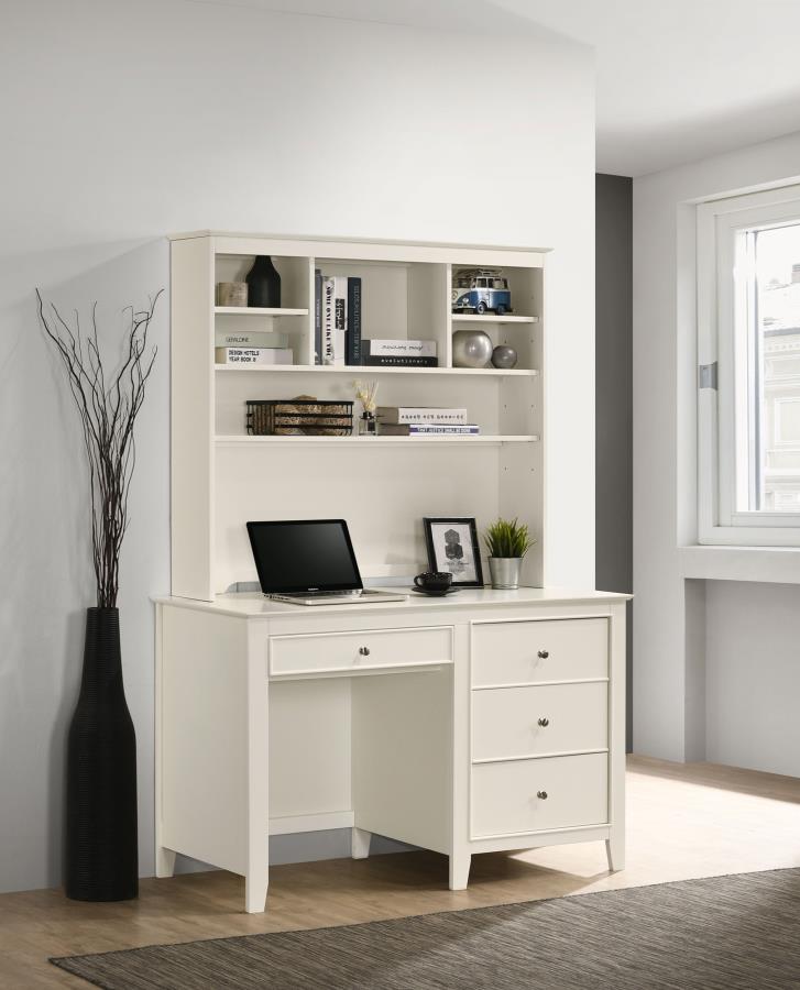 Selena Ivory Computer Desk W/ Hutch