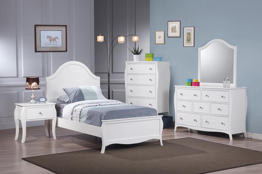 Dominique White Twin Bed 4 Pc Set