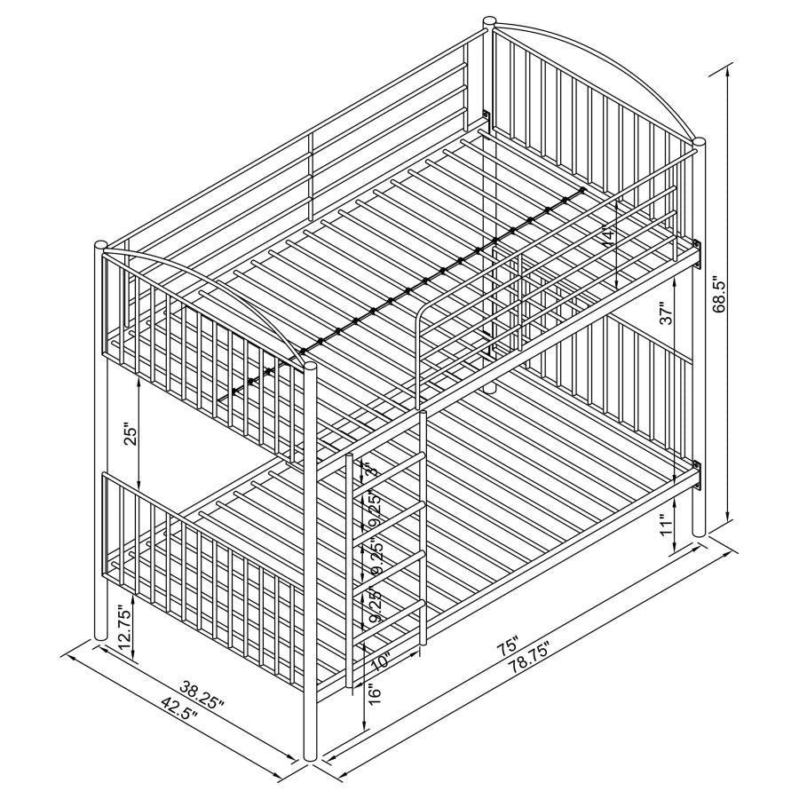 Anson Silver Twin / Twin Bunk Bed