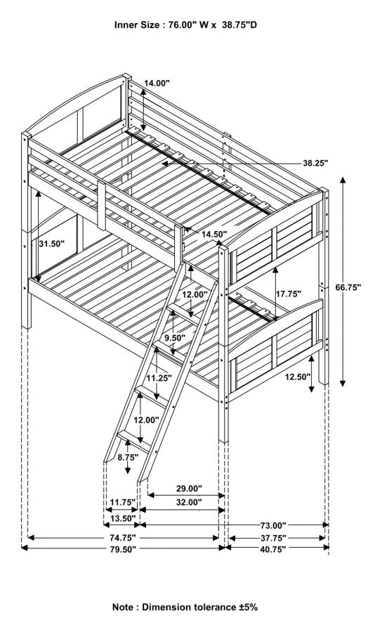 Flynn Brown Twin / Twin Bunk Bed