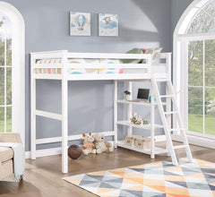 Anica White Twin Loft Bed