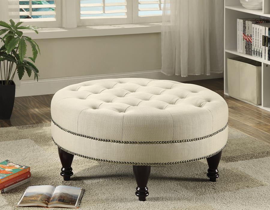 Elchin Beige Ottoman