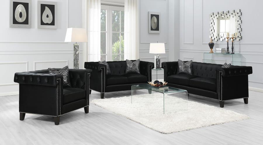 Reventlow Black 3 Pc Sofa Set