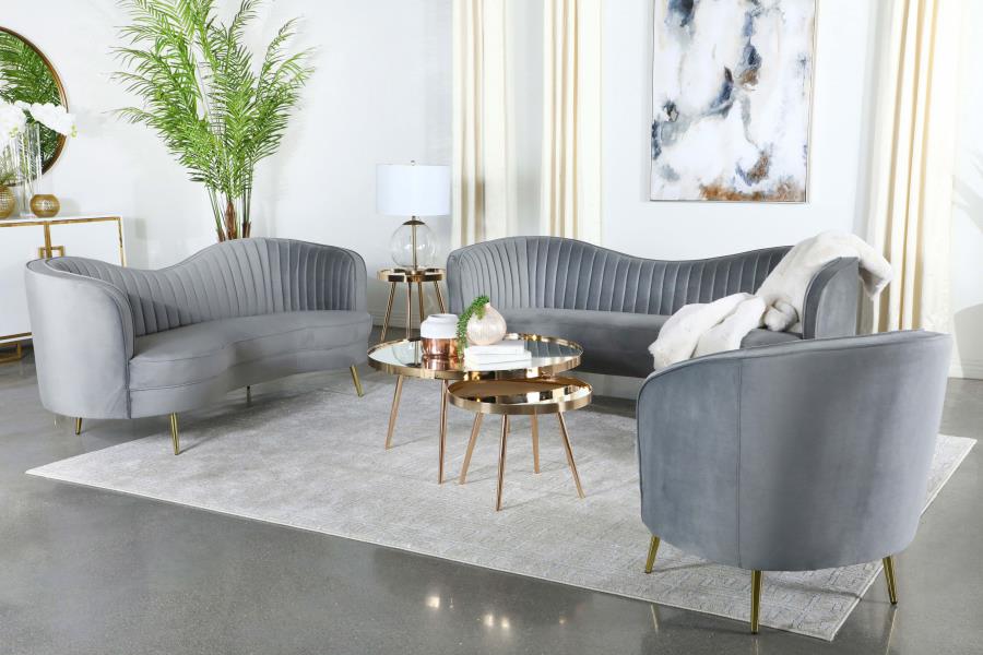 Sophia Grey 3 Pc Sofa Set