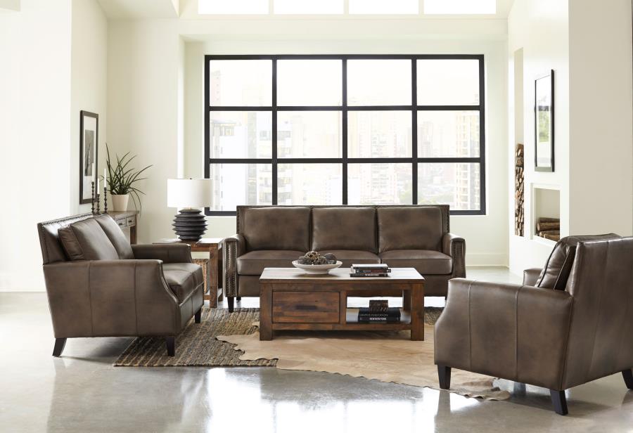 Leaton Brown 3 Pc Sofa Set