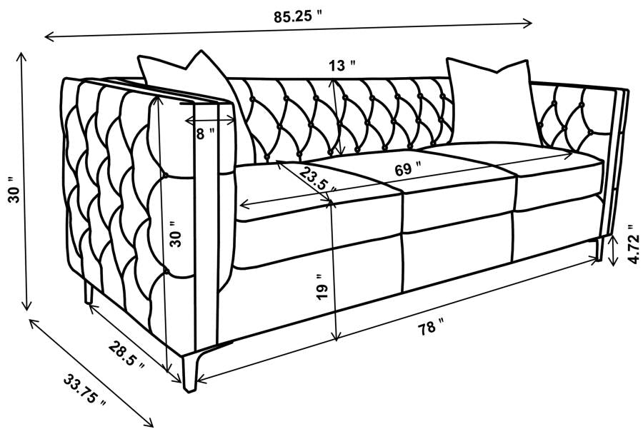 Phoebe Grey 2 Pc Sofa Set