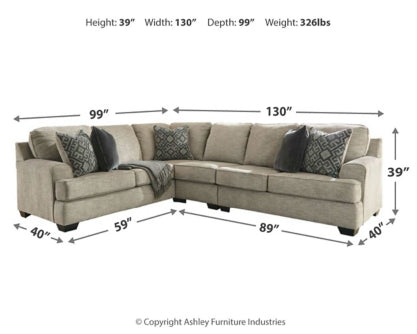 Bovarian 3-Piece Sectional with Ottoman - PKG001482