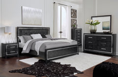 Kaydell King Upholstered Panel Bed with Mirrored Dresser and 2 Nightstands - PKG002812