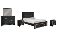 Kaydell King Upholstered Panel Bed with Mirrored Dresser and 2 Nightstands - PKG002812