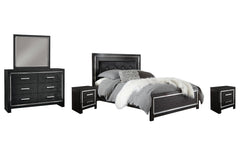 Kaydell King Upholstered Panel Bed with Mirrored Dresser and 2 Nightstands - PKG002812