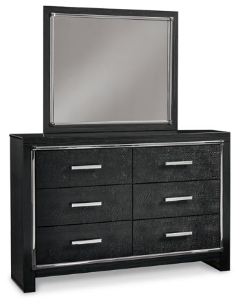 Kaydell King Upholstered Panel Bed with Mirrored Dresser and 2 Nightstands - PKG002812