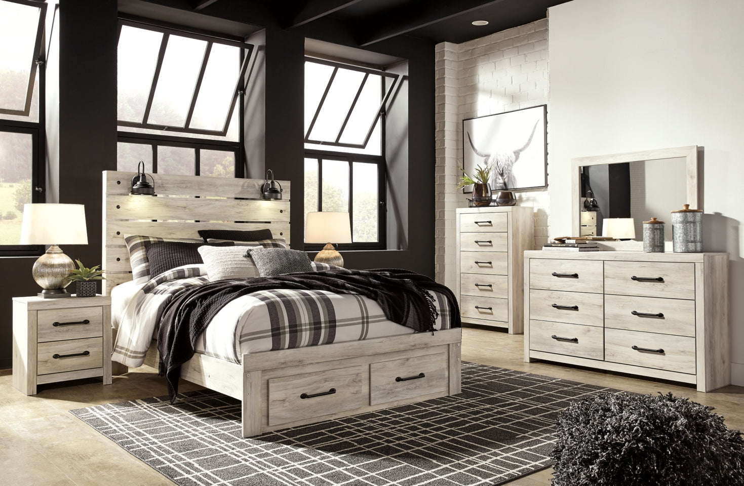 Cambeck Queen Panel Bed with 2 Storage Drawers