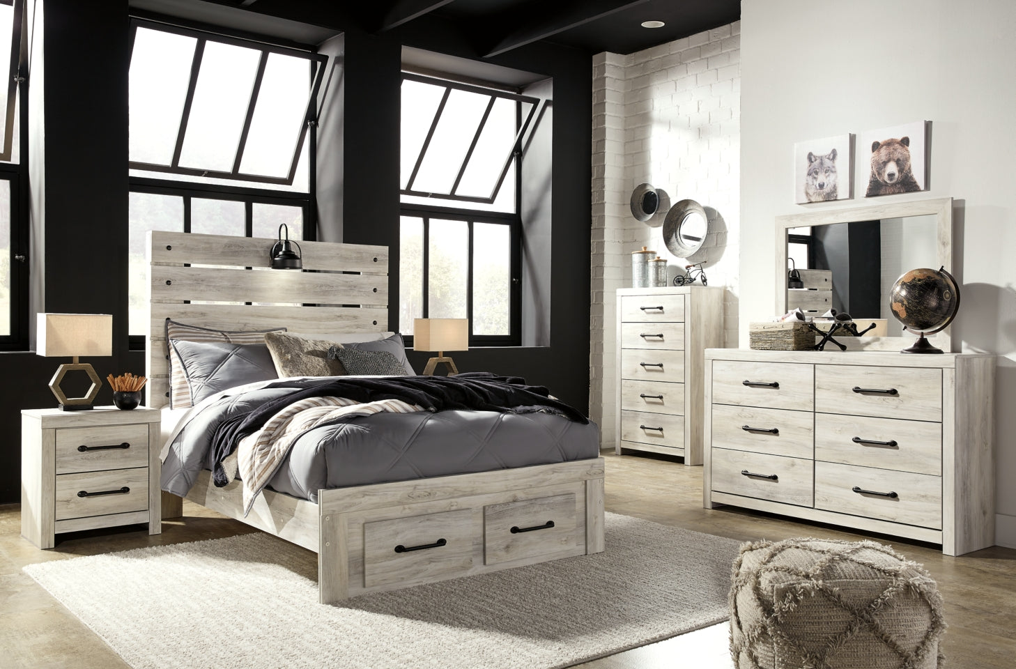 Cambeck Queen Panel Bed with 2 Storage Drawers