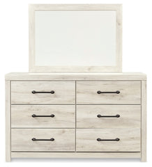 Cambeck King Panel Bed with 2 Storage Drawers with Mirrored Dresser and Nightstand