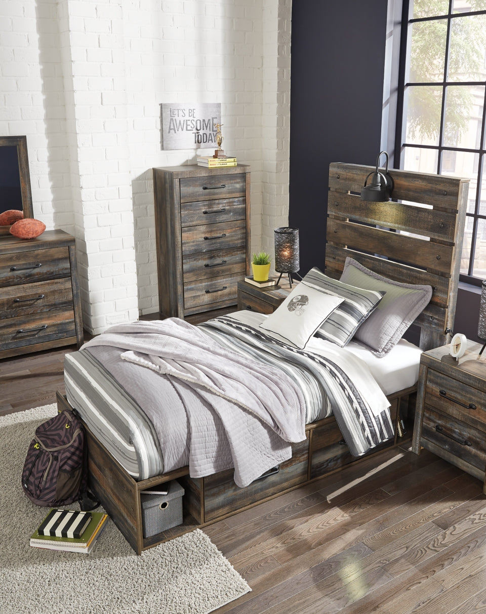 Drystan Queen Panel Bed with 2 Storage Drawers