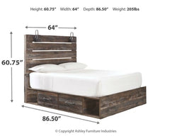 Drystan Queen Panel Bed with 2 Storage Drawers