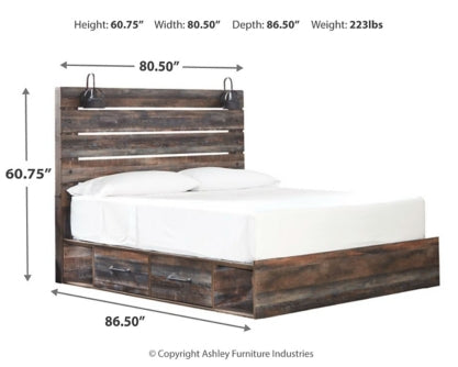 Drystan Queen Panel Bed with 2 Storage Drawers