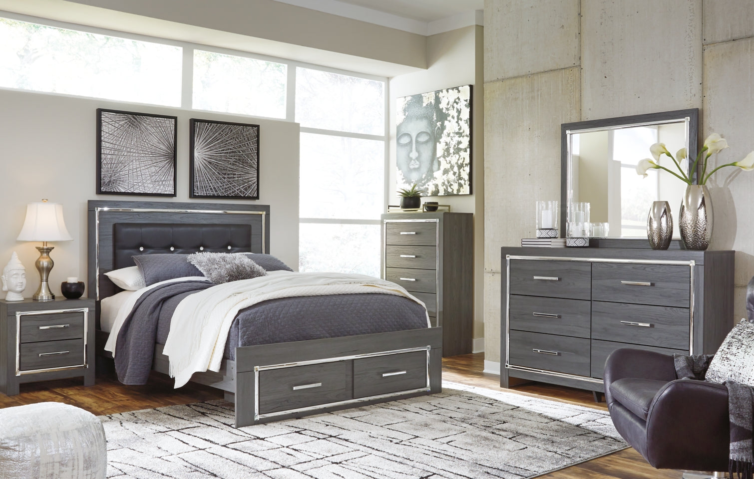 Lodanna Queen Panel Bed with 2 Storage Drawers - B214B3