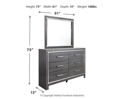 Lodanna King Panel Bed with Mirrored Dresser and Nightstand