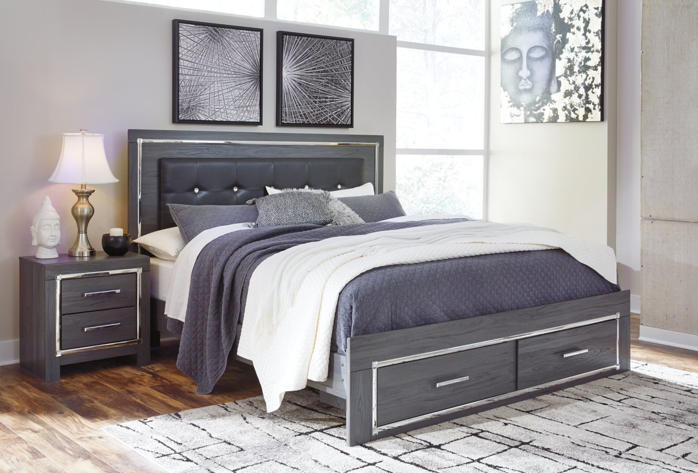 Lodanna Queen Panel Bed with 2 Storage Drawers - B214B3