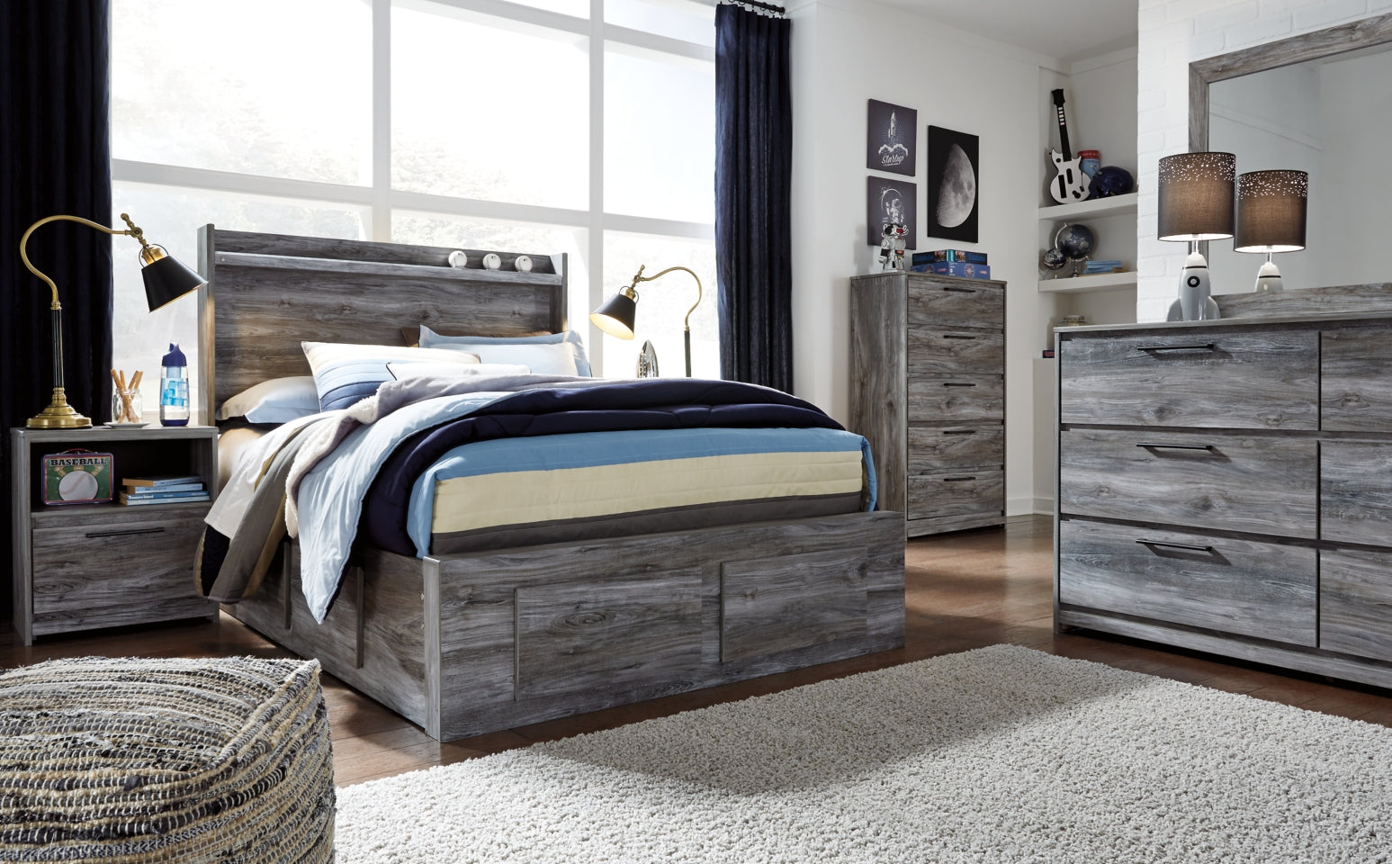 Baystorm Queen Panel Bed with 2 Storage Drawers