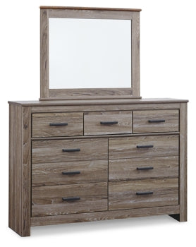 Zelen Queen/Full Panel Headboard Bed with Mirrored Dresser and 2 Nightstands