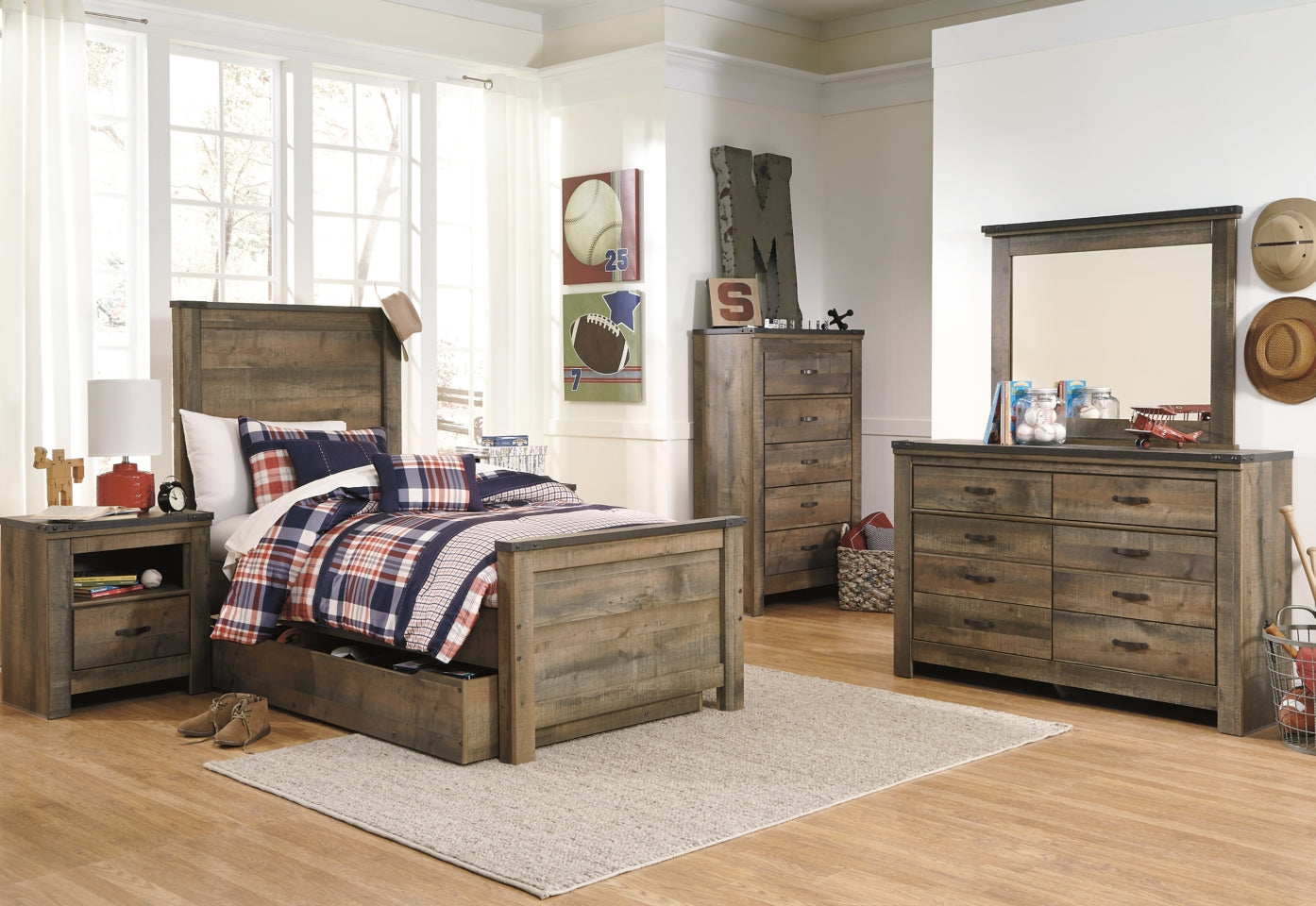 Trinell Twin Panel Bed with 1 Large Storage Drawer