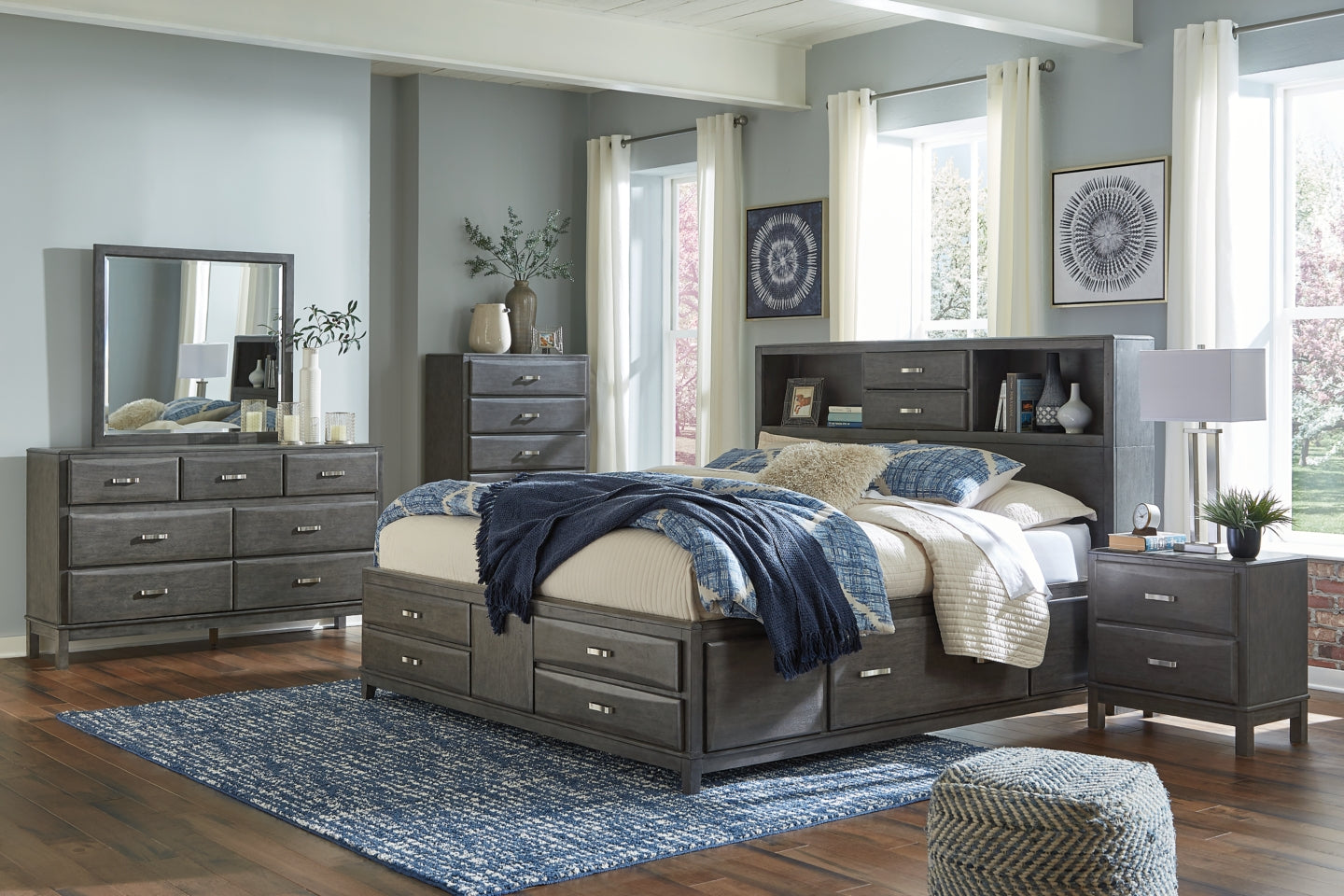 Caitbrook Queen Storage Bed with 8 Drawers