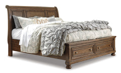 Flynnter Queen Sleigh Bed with 2 Storage Drawers