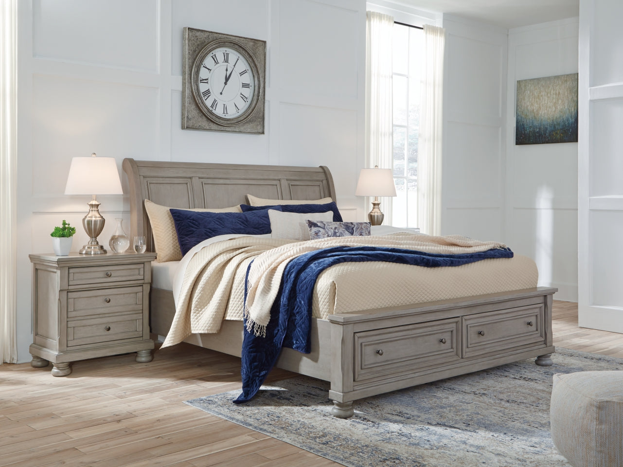 Lettner Queen Sleigh Bed with 2 Storage Drawers