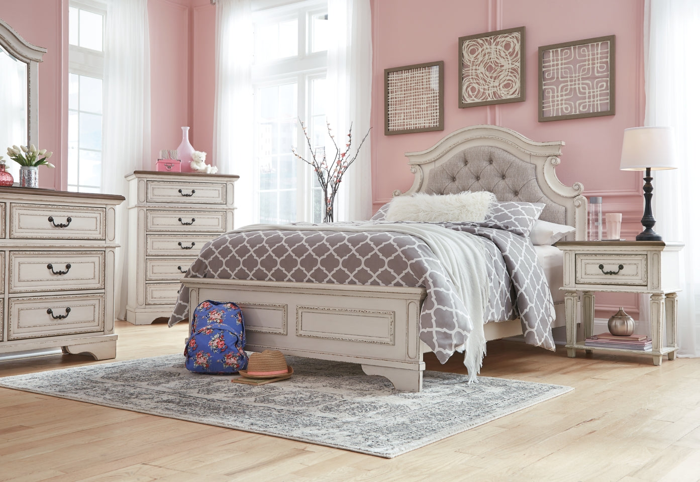 Realyn Queen Upholstered Panel Bed